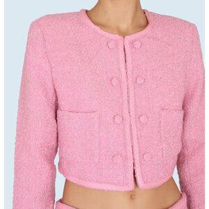 ROTATE Birger Christensen Pink Tweed Cropped Jacket Size 2